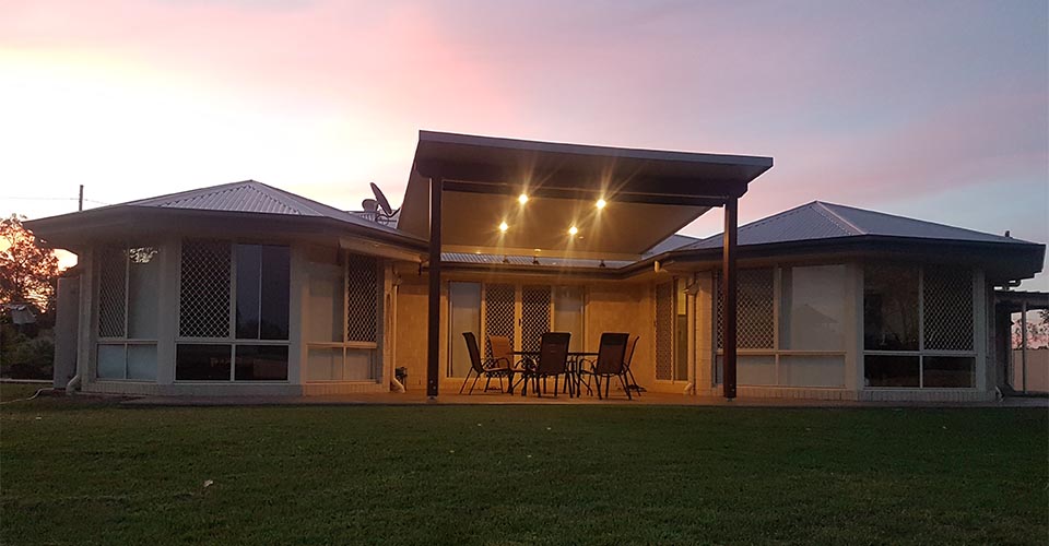 Aussie Outdoor Products patio at sunset