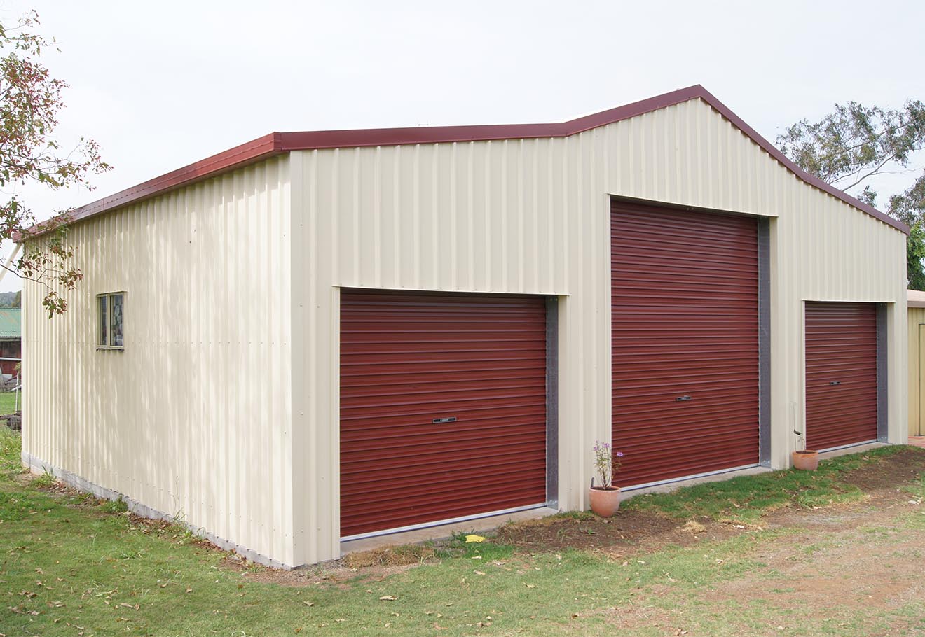Three door residential shed