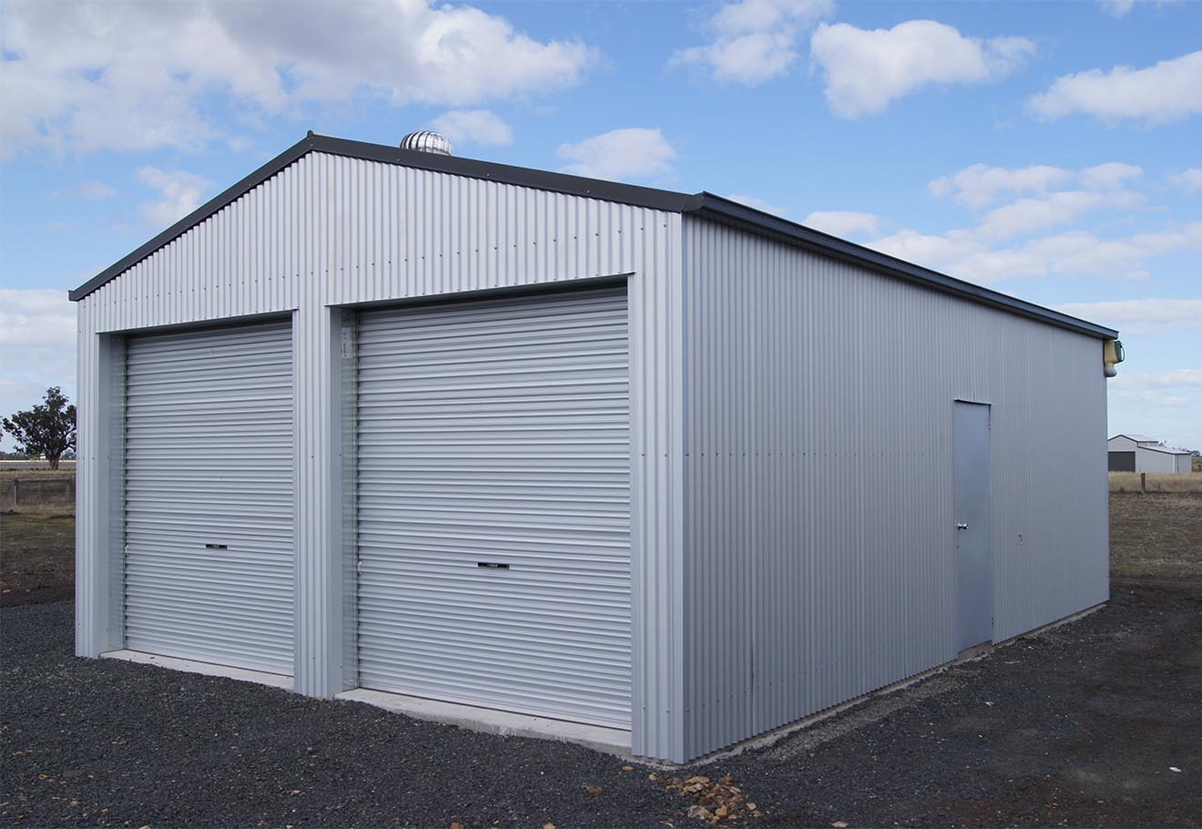 Two door zinc residential shed